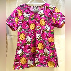 Hello kitty burger and fries scrub top
